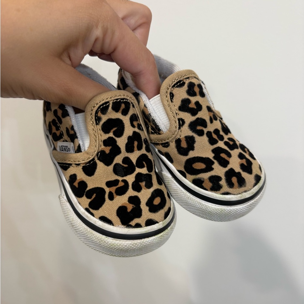 Vans Baby Tan Leopard Slip-On Sneakers